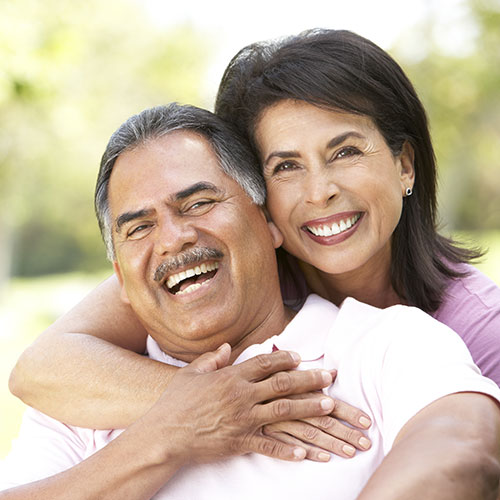 mature couple laughing together